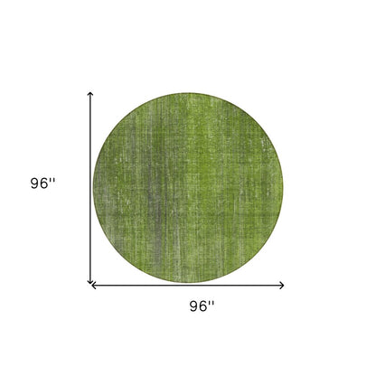 8' Round Green Round Striped Washable Non Skid Indoor Outdoor Area Rug