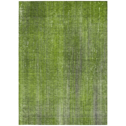 8' Round Green Round Striped Washable Non Skid Indoor Outdoor Area Rug