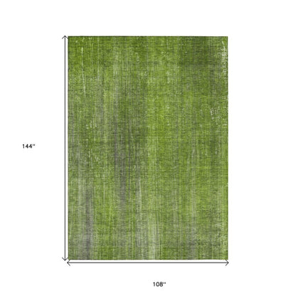 8' Round Green Round Striped Washable Non Skid Indoor Outdoor Area Rug