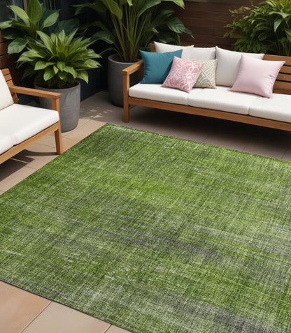 8' Round Green Round Striped Washable Non Skid Indoor Outdoor Area Rug