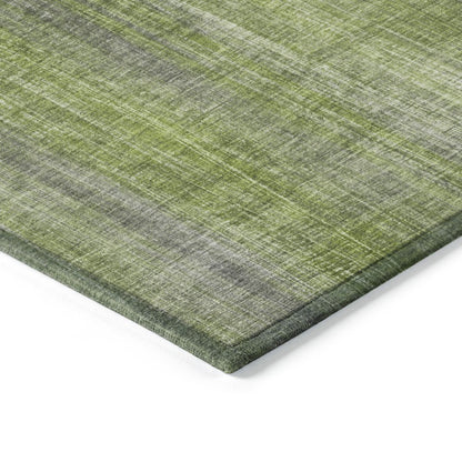 8' Round Green Round Striped Washable Non Skid Indoor Outdoor Area Rug