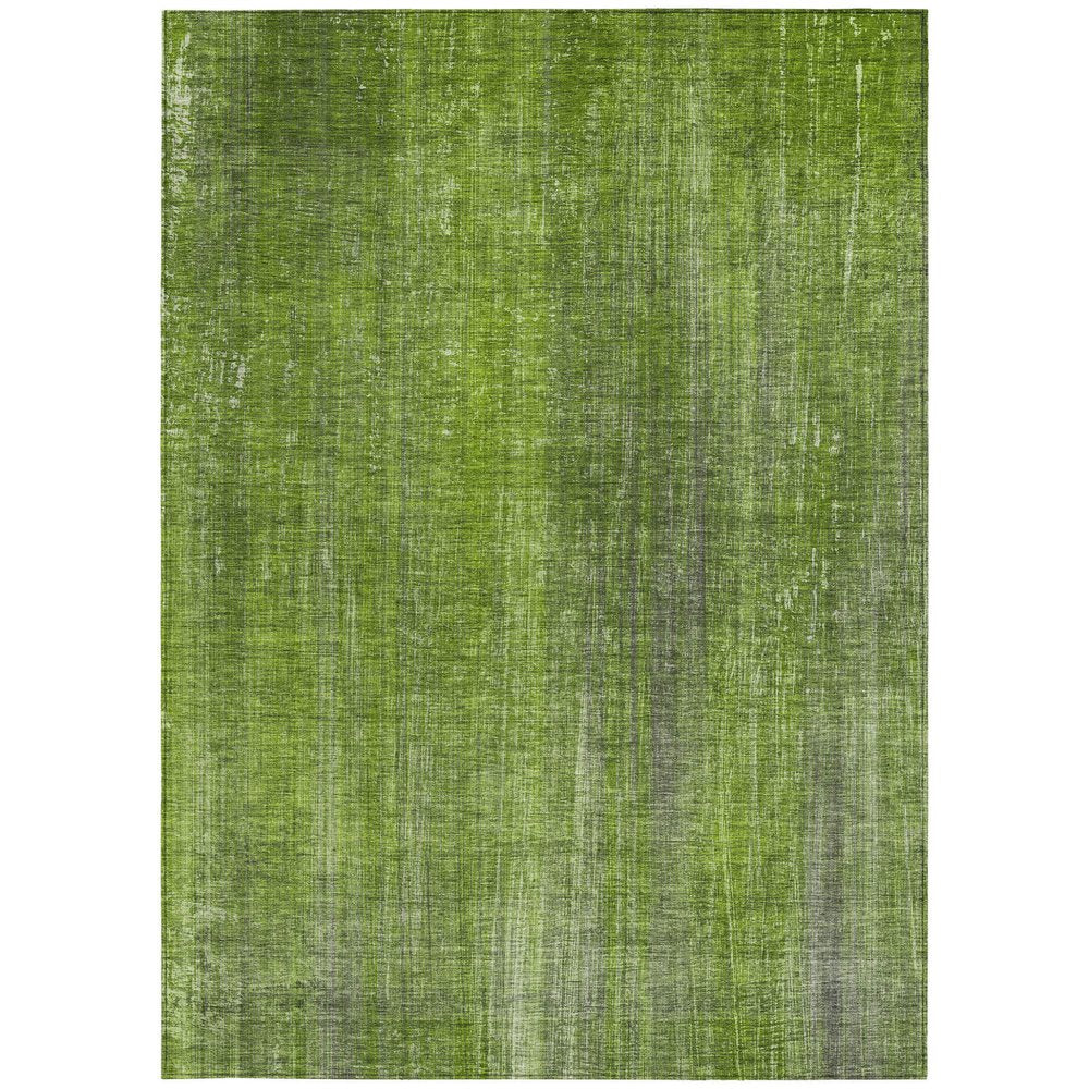 8' Round Green Round Striped Washable Non Skid Indoor Outdoor Area Rug