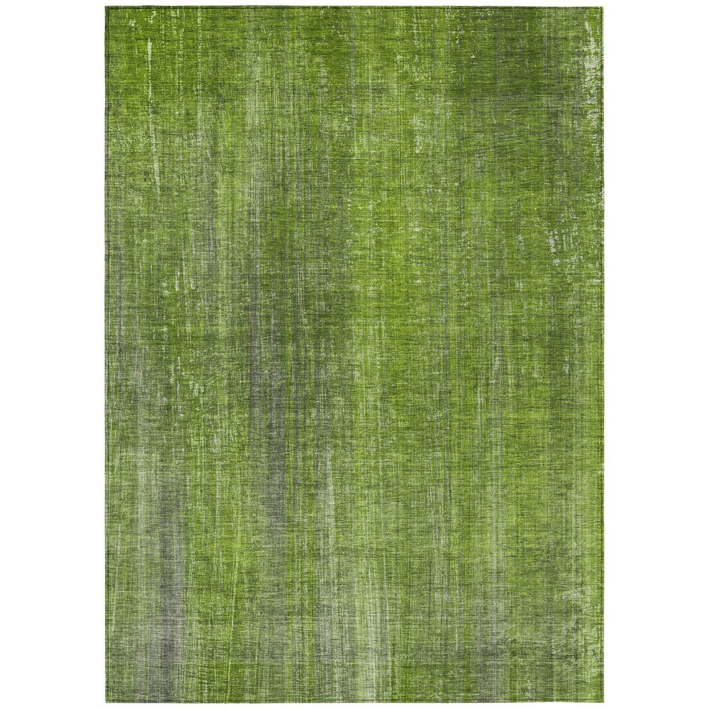 8' Round Green Round Striped Washable Non Skid Indoor Outdoor Area Rug