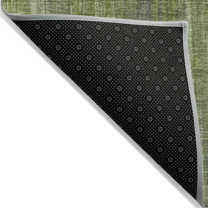 8' Round Green Round Striped Washable Non Skid Indoor Outdoor Area Rug