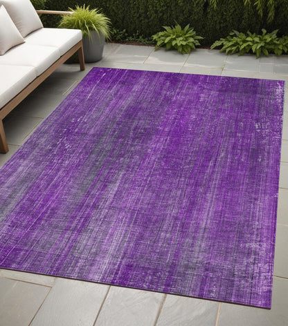 2' X 3' Purple Striped Washable Non Skid Indoor Outdoor Area Rug