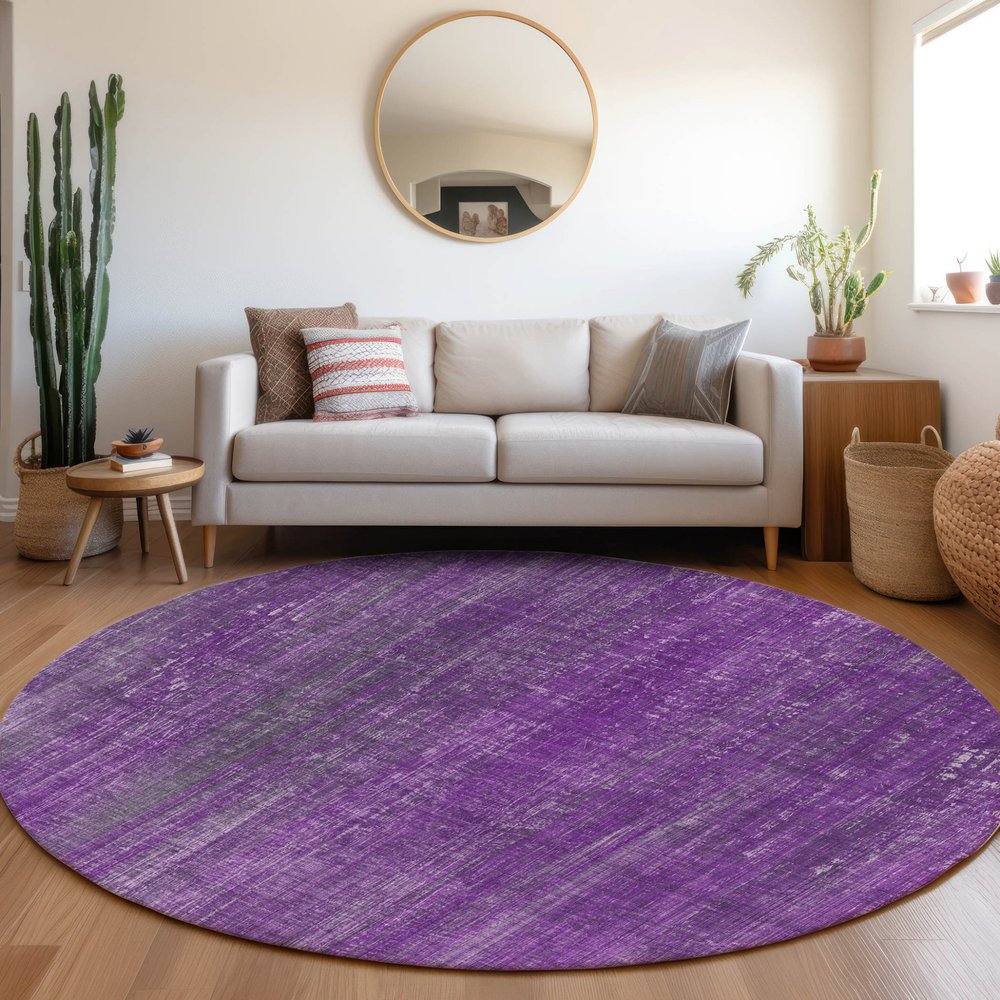 2' X 3' Purple Striped Washable Non Skid Indoor Outdoor Area Rug