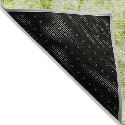 8' Runner Lime Green Abstract Washable Non Skid Indoor Outdoor Runner Rug