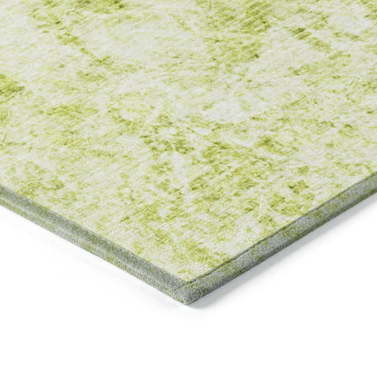 8' Runner Lime Green Abstract Washable Non Skid Indoor Outdoor Runner Rug