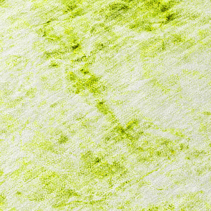 8' Runner Lime Green Abstract Washable Non Skid Indoor Outdoor Runner Rug