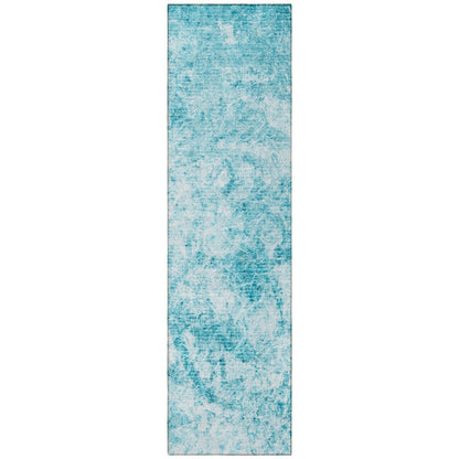 8' Runner Lime Green Abstract Washable Non Skid Indoor Outdoor Runner Rug