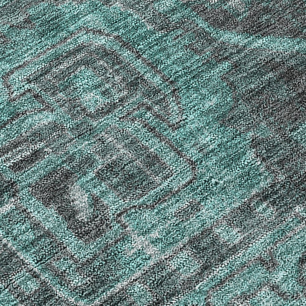 10' X 14' Turquoise Oriental Washable Non Skid Indoor Outdoor Area Rug