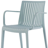 Set of Two Baby Blue Heavy Duty Plastic Outdoor Stacking Arm Chairs