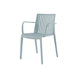 Set of Two Baby Blue Heavy Duty Plastic Outdoor Stacking Arm Chairs