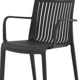 Set of Two Black Heavy Duty Plastic Outdoor Stacking Arm Chairs