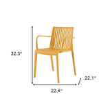 Set of Two Yellow Heavy Duty Plastic Outdoor Stacking Arm Chairs
