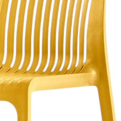 Set of Two 30" Yellow Heavy Duty Plastic Outdoor Bar Height Chairs