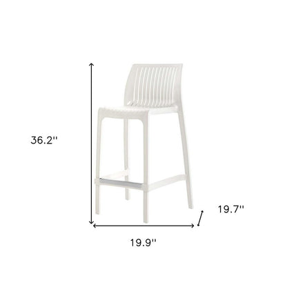 Set of Two 26" White Heavy Duty Plastic Low Back Outdoor Counter Height Bar Chairs