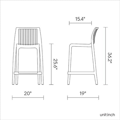 Set of Two 26" Yellow Heavy Duty Plastic Low Back Outdoor Counter Height Bar Chairs