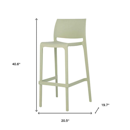 Set of Two 30" Green Heavy Duty Plastic Low Back Outdoor Bar Height Chairs