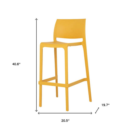Set of Two 30" Yellow Heavy Duty Plastic Low Back Outdoor Bar Height Chairs