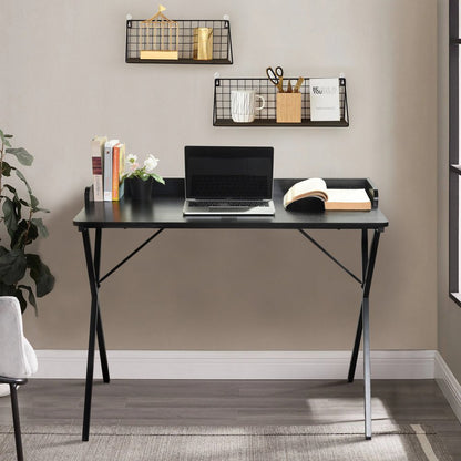 39" Black Wood and Metal X-Shape Computer Desk