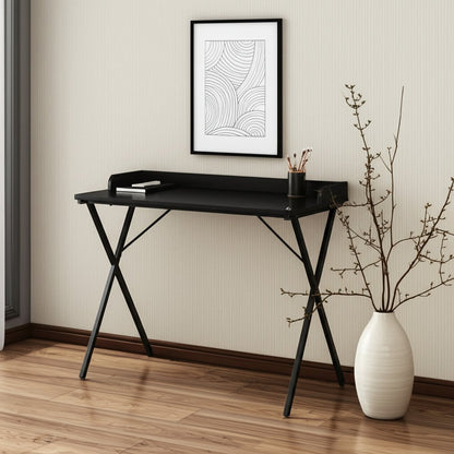 39" Black Wood and Metal X-Shape Computer Desk