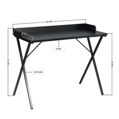 39" Black Wood and Metal X-Shape Computer Desk