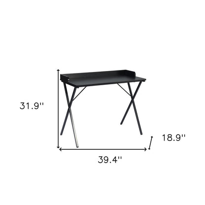 39" Black Wood and Metal X-Shape Computer Desk