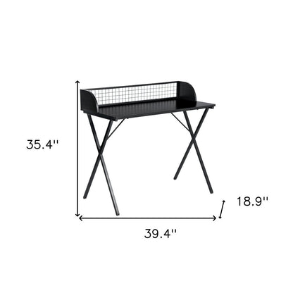 39" Black Wood and Metal X-Shape Computer Desk