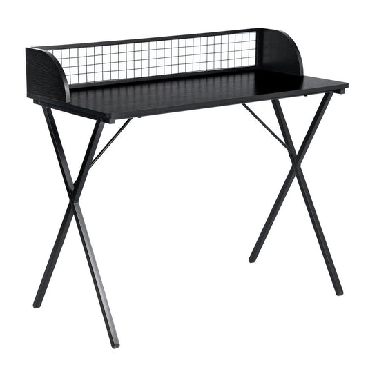 39" Black Wood and Metal X-Shape Computer Desk