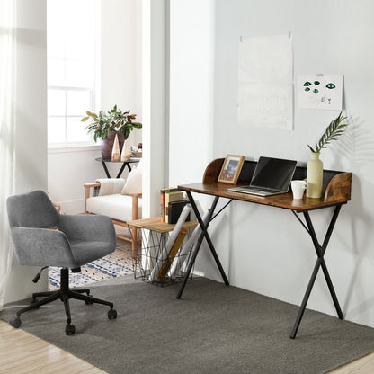 39" Brown and Black Wood and Metal X-Shape Computer Desk