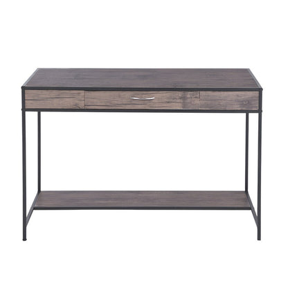 43" Brown and Black Wood and Metal H-Shape Computer Desk