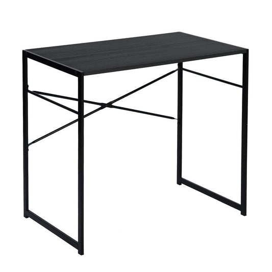 39" Brown and Black Wood and Metal H-Shape Computer Desk