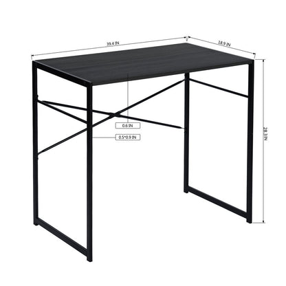 39" Brown and Black Wood and Metal H-Shape Computer Desk