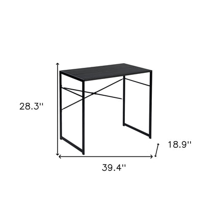 39" Brown and Black Wood and Metal H-Shape Computer Desk
