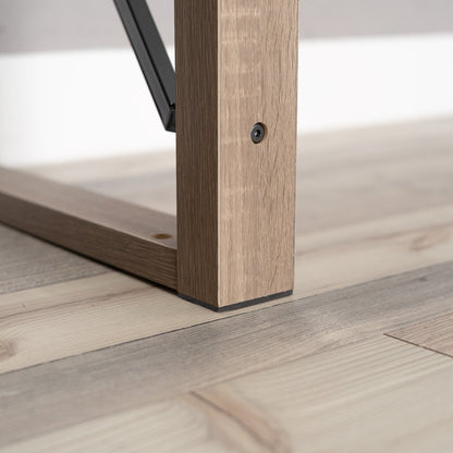 44" Oak and Black Wood and Metal Sled Computer Desk