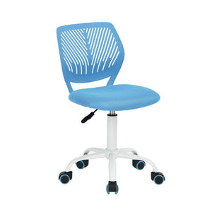 Blue and White Adjustable Height Swivel Rolling Office Chair