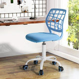 Blue and White Adjustable Height Swivel Rolling Office Chair