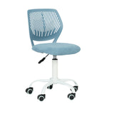 Blue and White Adjustable Height Swivel Rolling Office Chair