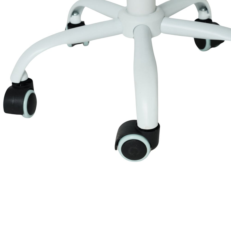 Blue and White Adjustable Height Swivel Rolling Office Chair