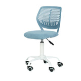 Blue and White Adjustable Height Swivel Rolling Office Chair
