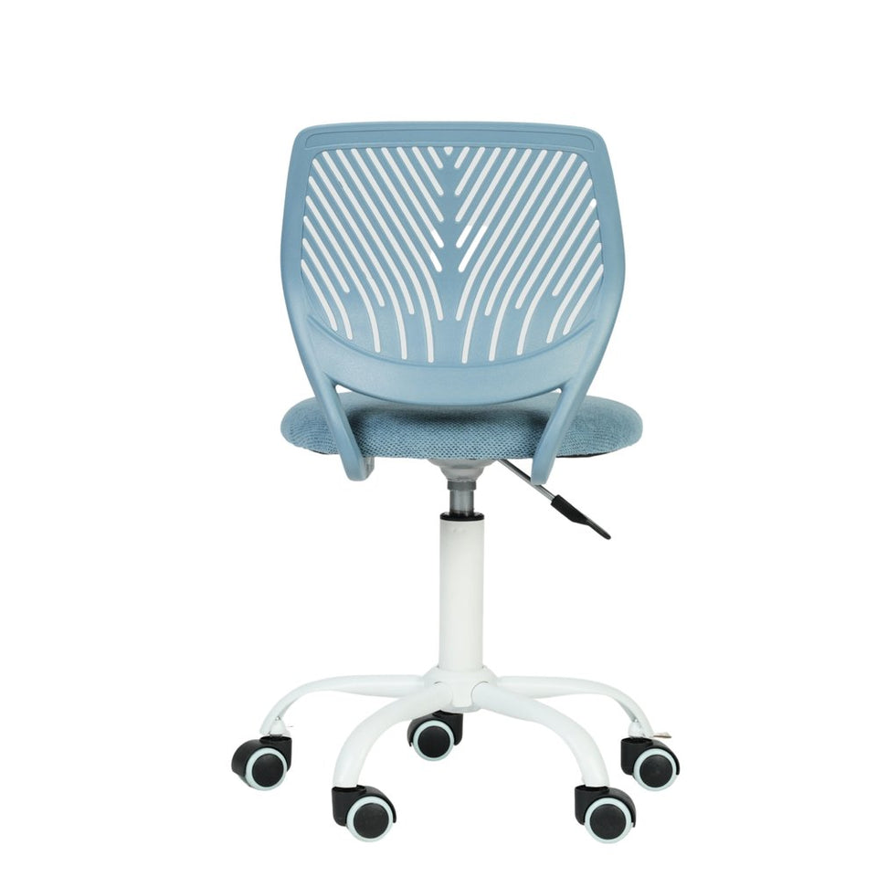 Blue and White Adjustable Height Swivel Rolling Office Chair