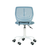 Blue and White Adjustable Height Swivel Rolling Office Chair