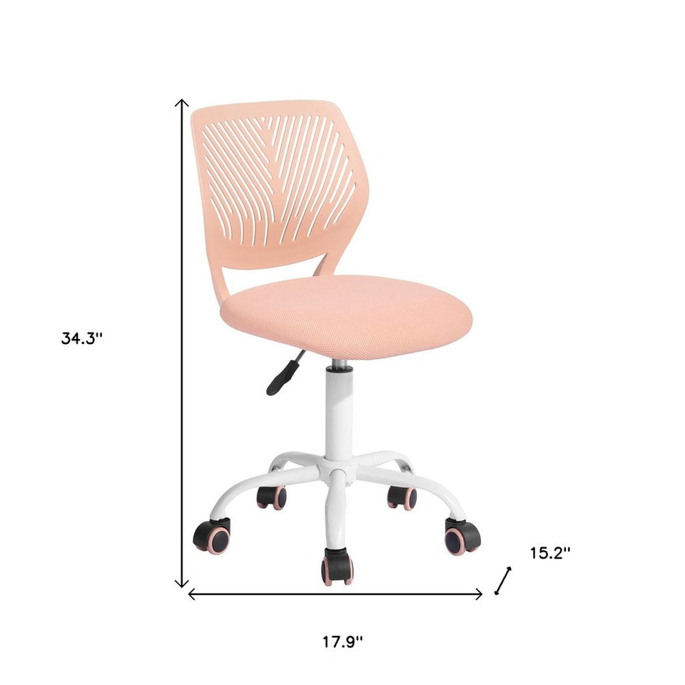 Blue and White Adjustable Height Swivel Rolling Office Chair