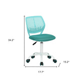 Blue and White Adjustable Height Swivel Rolling Office Chair