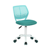 Blue and White Adjustable Height Swivel Rolling Office Chair