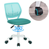 Blue and White Adjustable Height Swivel Rolling Office Chair
