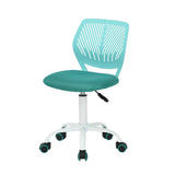 Blue and White Adjustable Height Swivel Rolling Office Chair