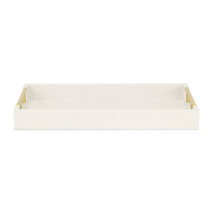 16" Wood Faux Shagreen Serving Tray With Handles