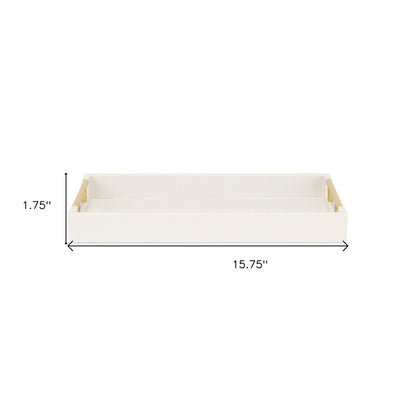 16" Wood Faux Shagreen Serving Tray With Handles